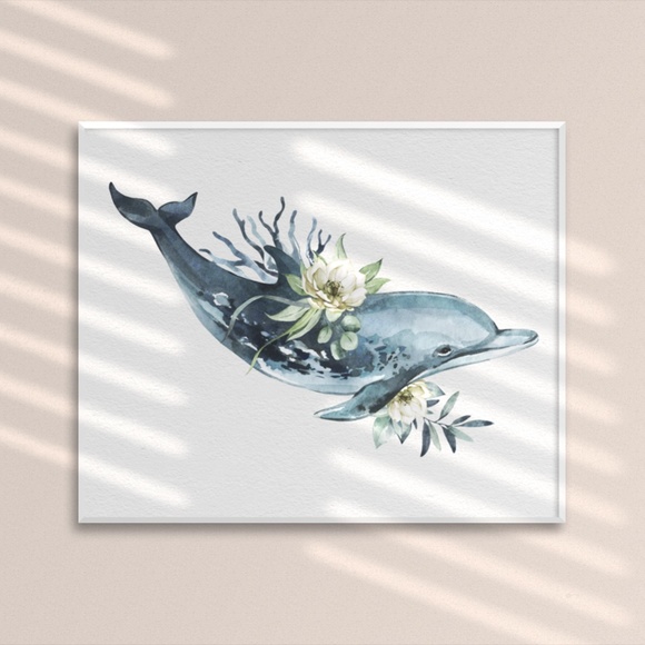Wall Art Watercolor Dolphin Print Poster Unframed - Picture 4 of 16